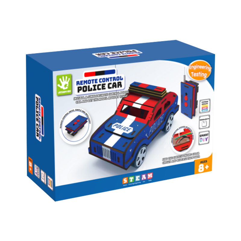 How are the details of the Police car Toy Kit, such as the tires, lights, etc., exquisite?